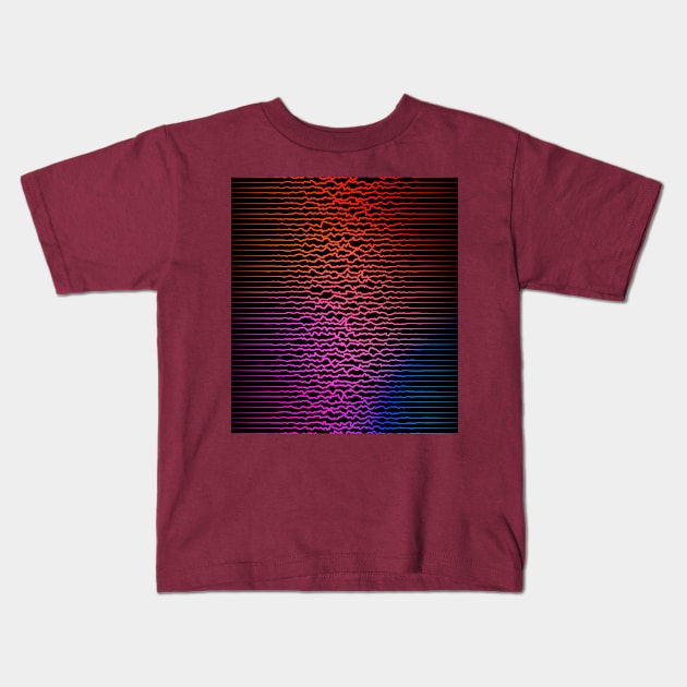 Colorful sound waves, curved lines Kids T-Shirt by BumbleBambooPrints